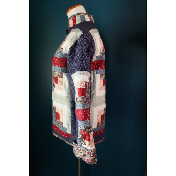 Vintage Womens Hand Made Floral Patchwork Quilt Coat Quilted Button Down Jacket - Picture 8 of 16
